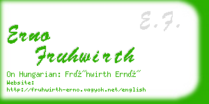 erno fruhwirth business card